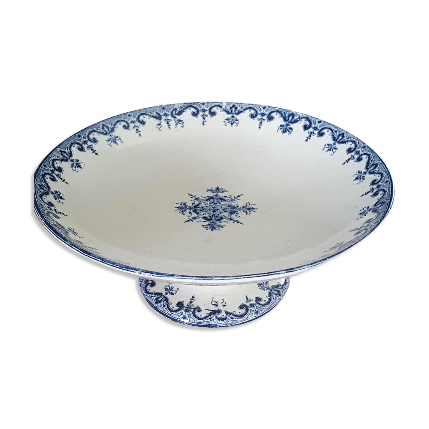 19th-century Rouen earthenware compotier