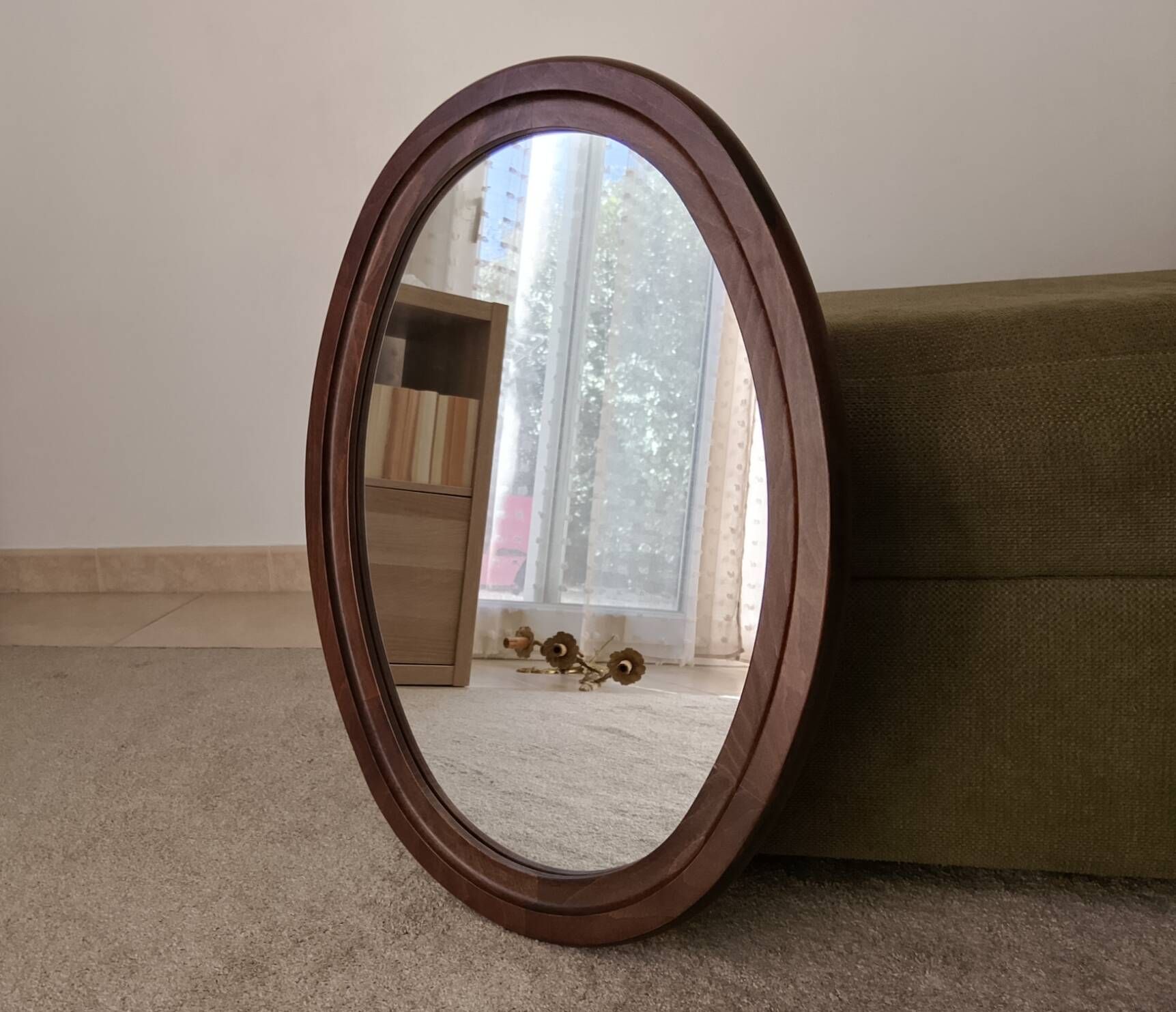 Miroir ovale vintage de style scandinave années 80/90