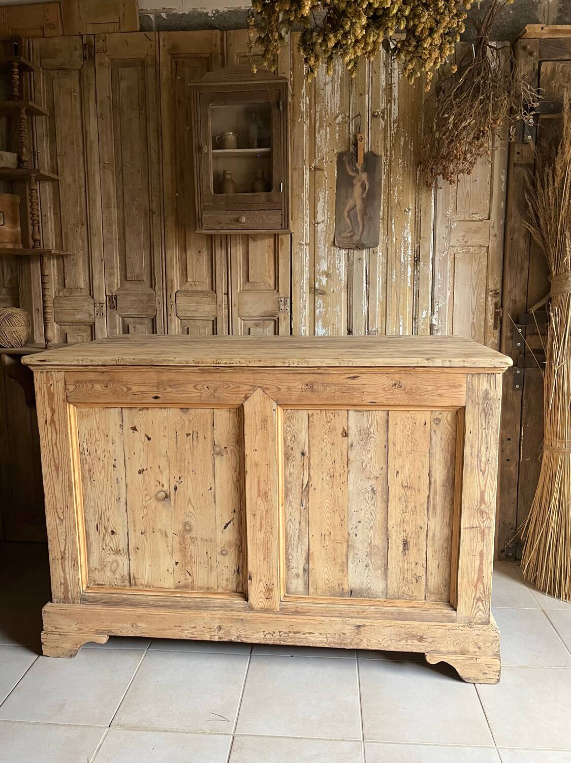 Old solid pine counter