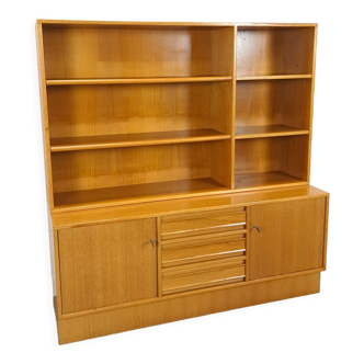 Bibliothèque vintage en teck avec tiroirs