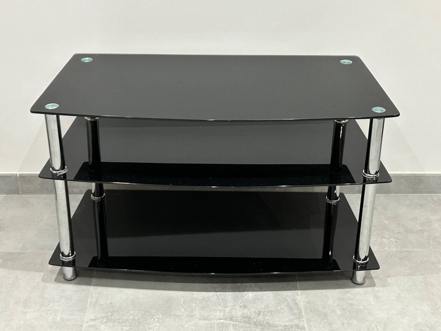 Modern chest of drawers with stainless steel and smoked glass