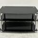 Commode moderne étagère inox et verre fumé