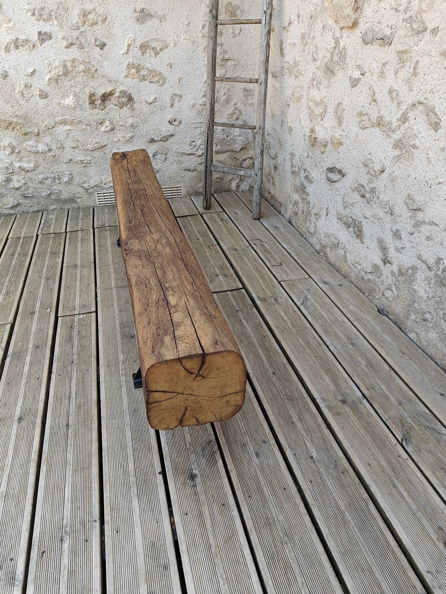 Brutalist oak bench