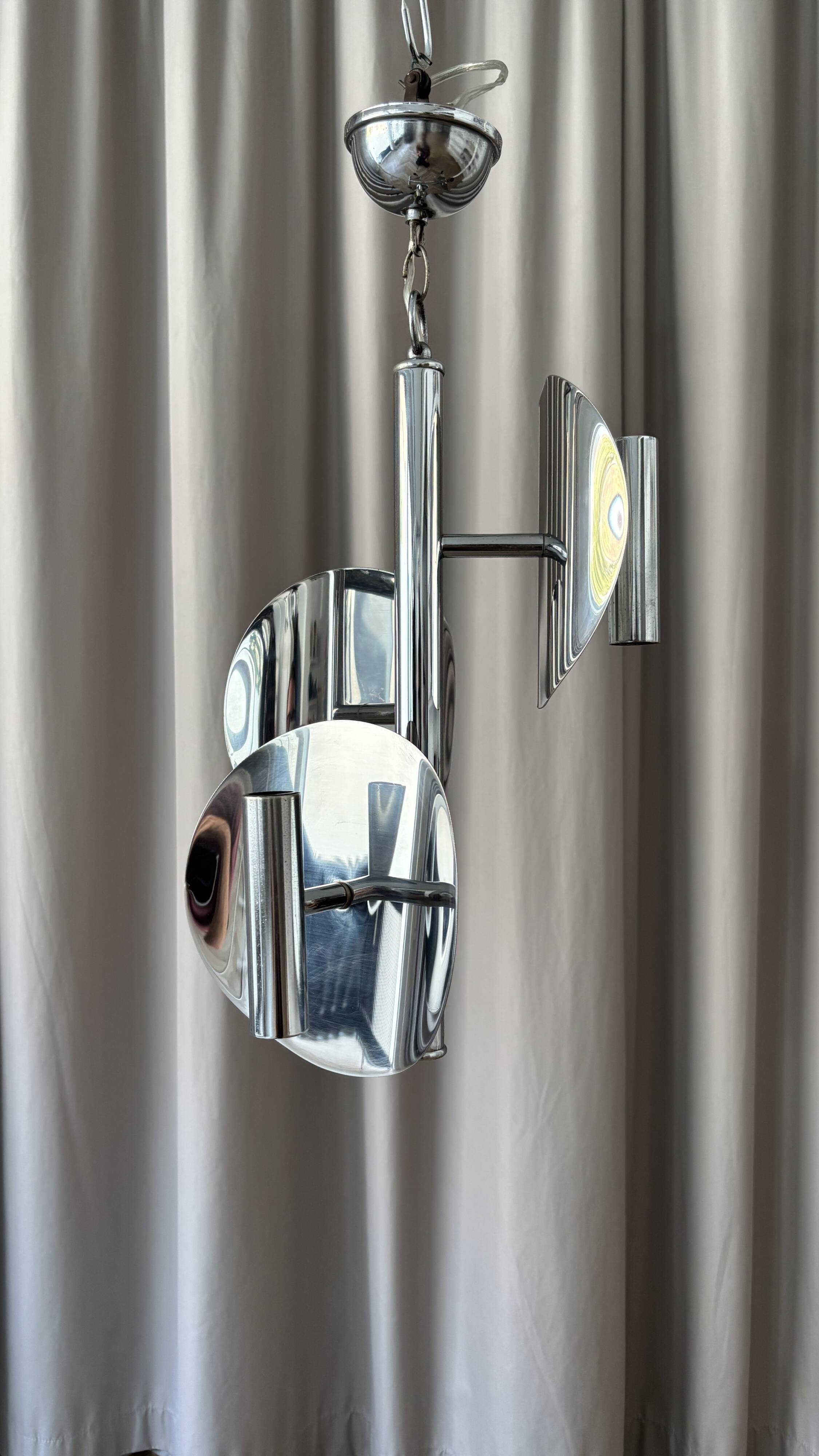 1970s Space Age chrome chandelier – 3 lights