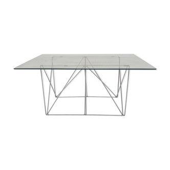 Glass and metal dining table by Max Sauze 1970