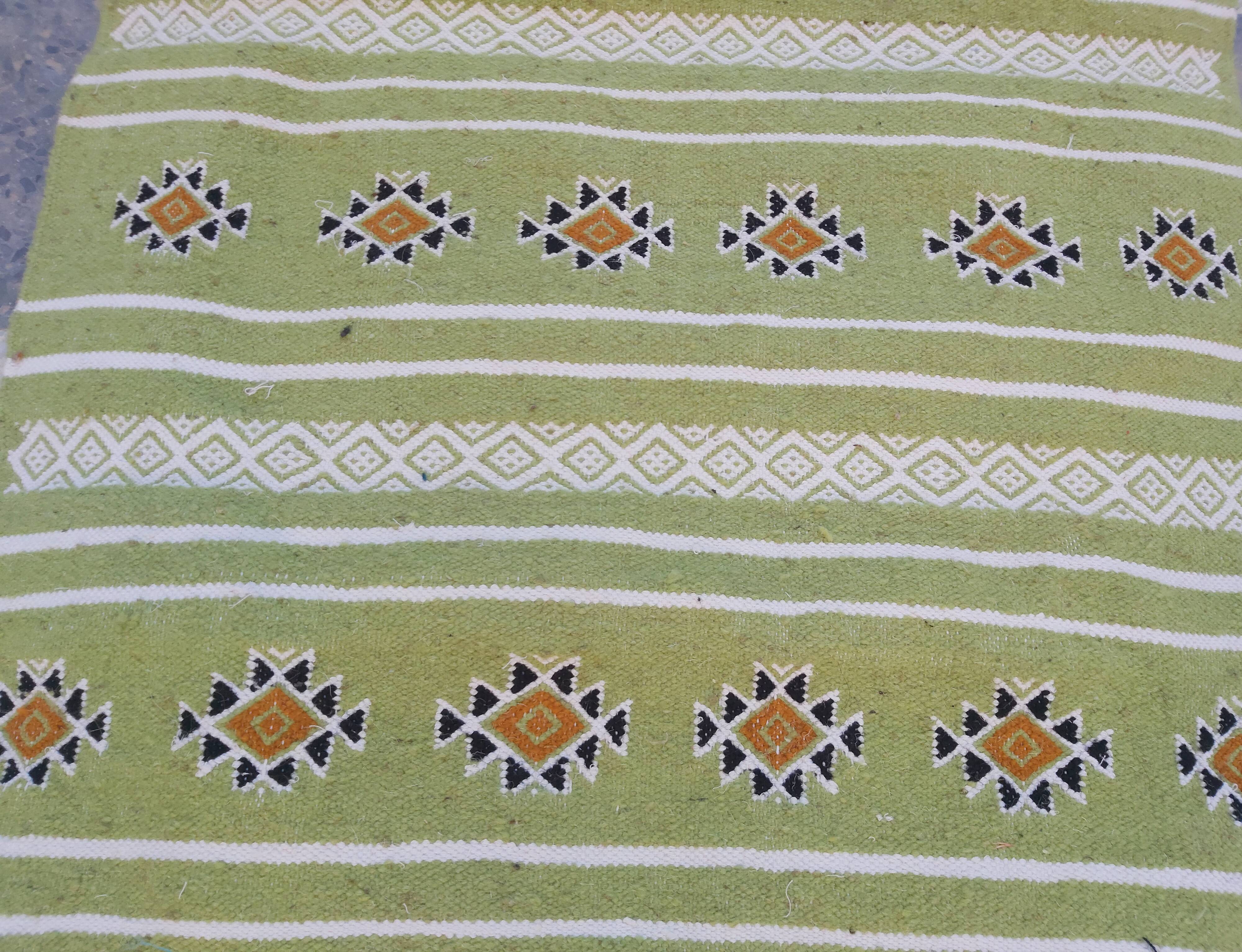 Traditional handmade green corridor carpet 65x200cm