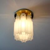 Brass ceiling light and frosted glass Glash-tte Limburg