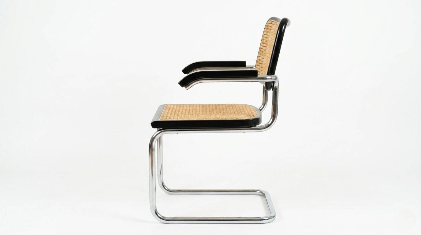 Cesca B64 black armchair after Bauhaus Marcel Breuer, Italy