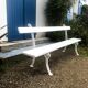 White garden bench