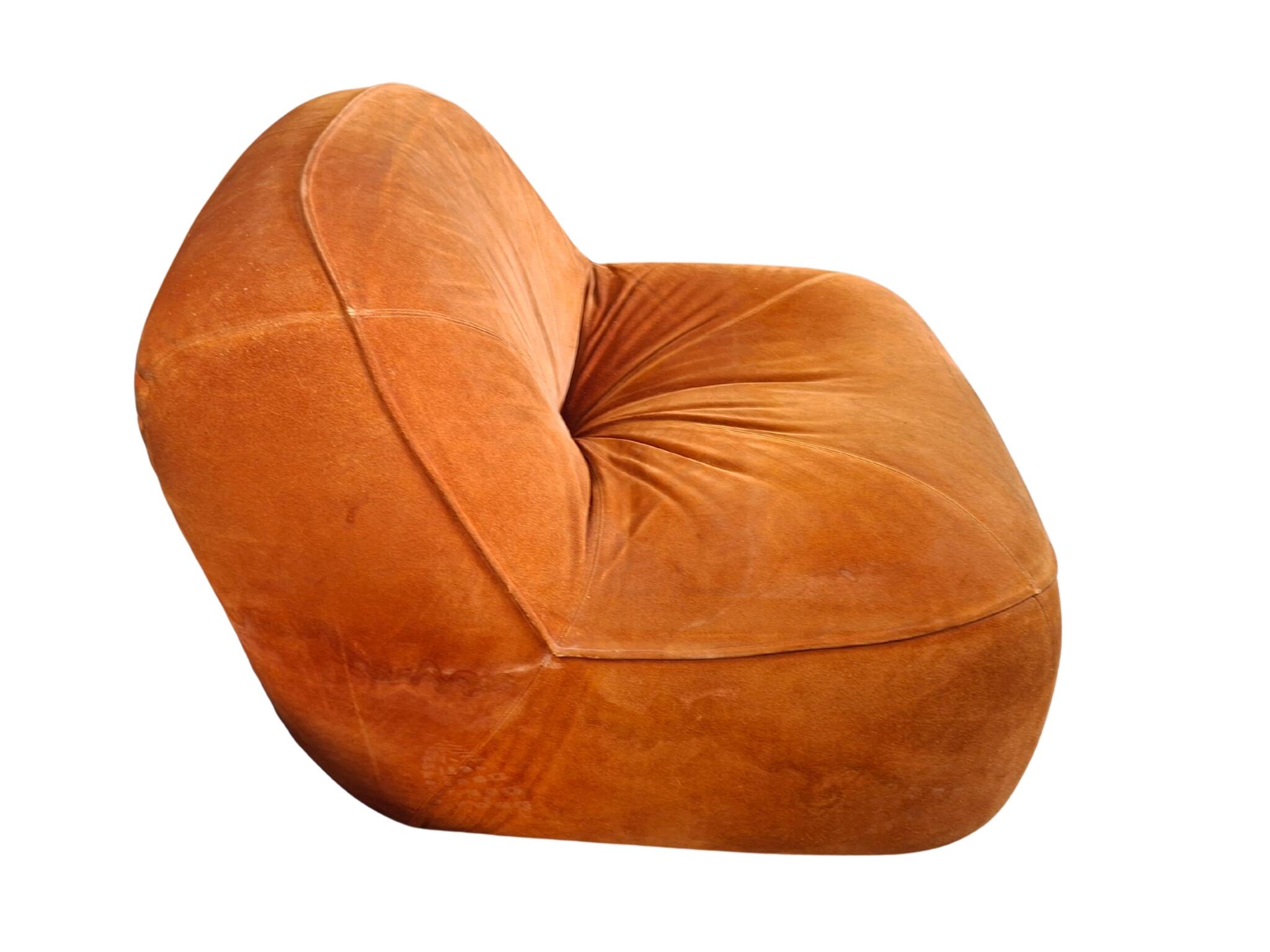 Set Vintage Anni '70: Divano 3 Posti + Poltrona in Velluto Arancione