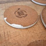 Vintage Jersey Pottery Coaster Set, 1970s Ceramics, Red & Aqua Blue Pattern