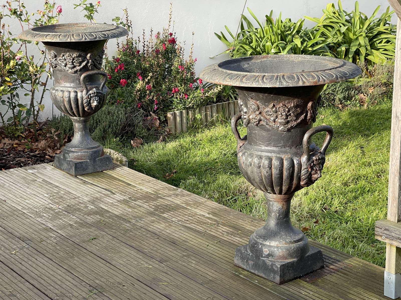 Pair of Medici cast-iron vases from the 1950s