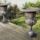 Pair of Medici cast-iron vases from the 1950s