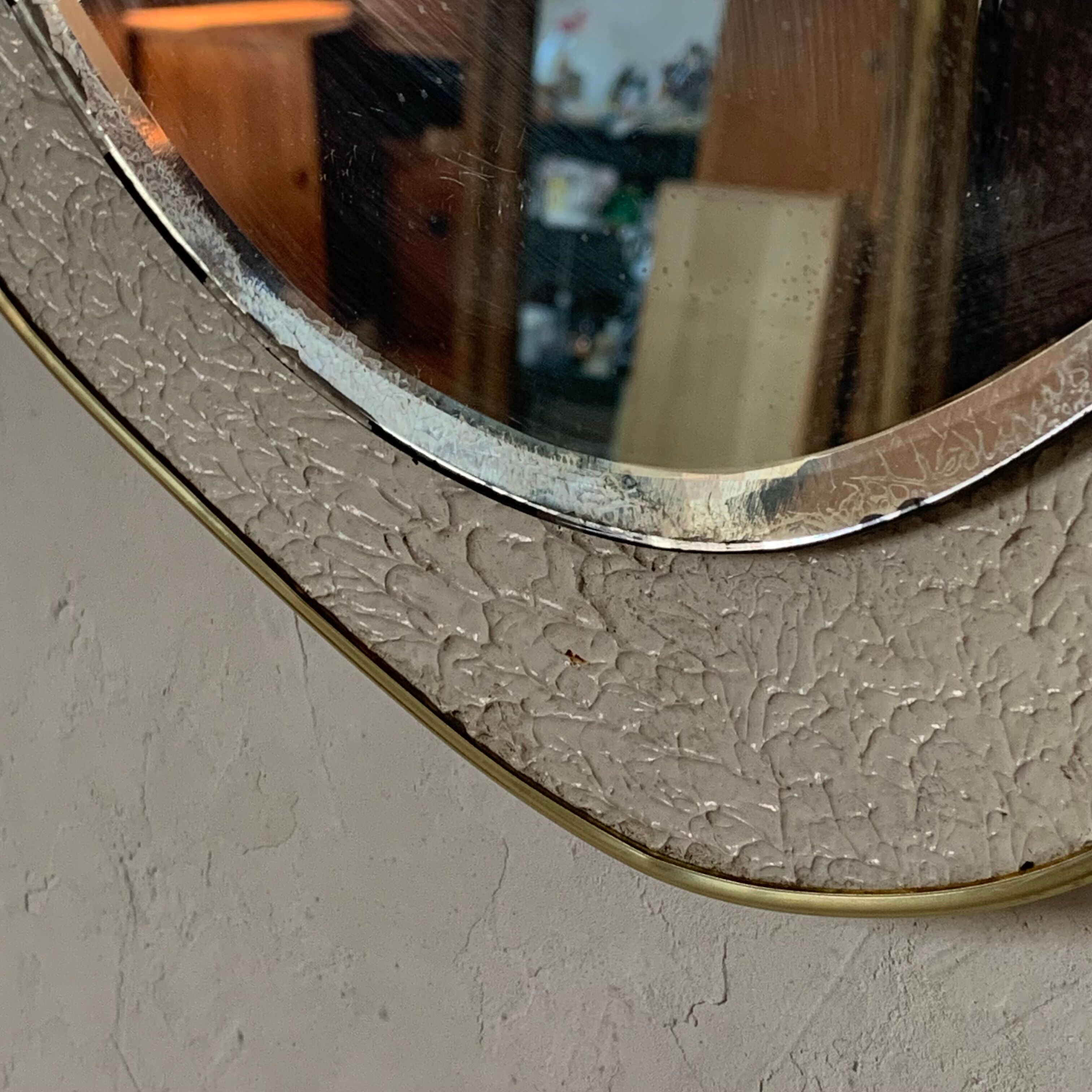 Asymmetrical gold wall mirror rearview mirror