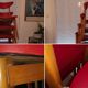 Set of 4 Vintage Chairs – 50s/60s Design – Red Faux Leather – Stackable