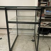 Large desk design in glass and black metal