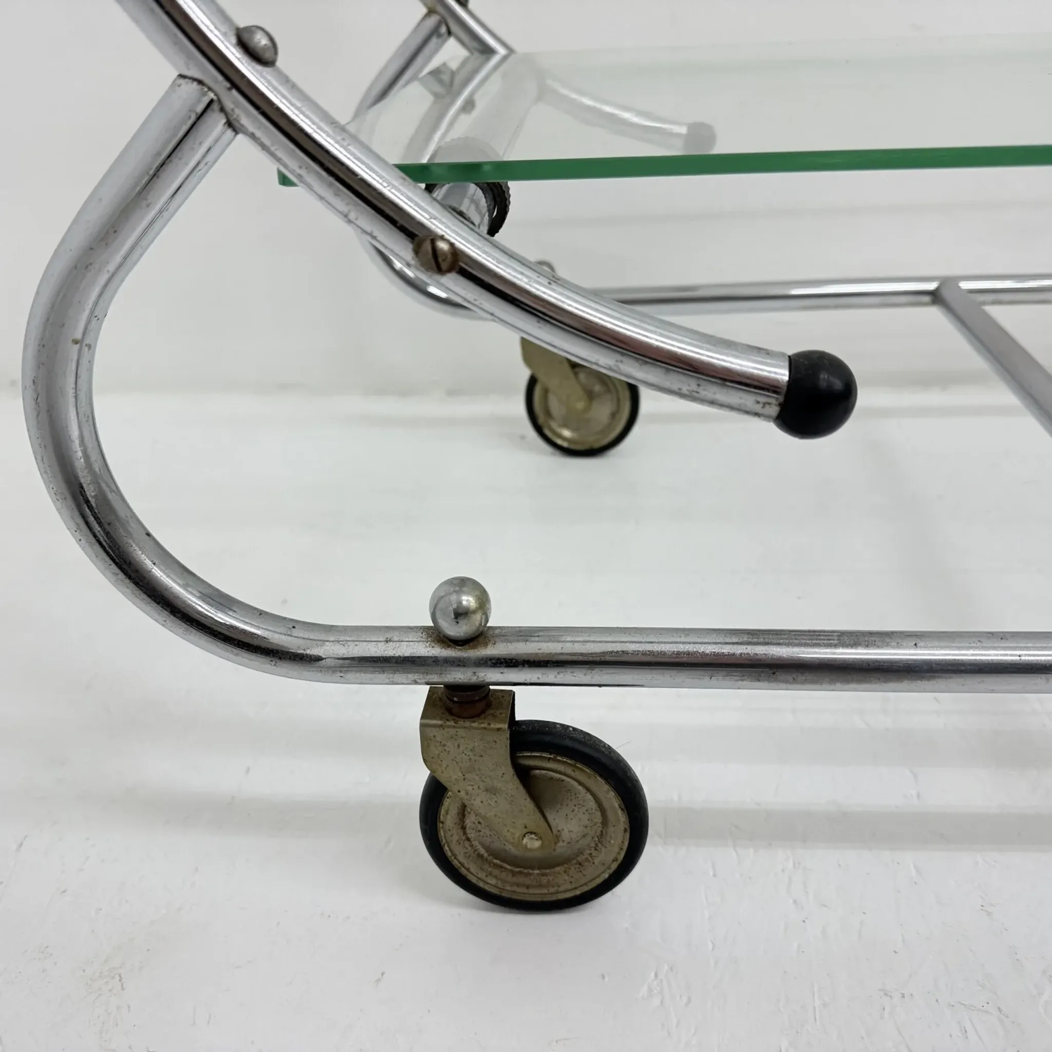 Art deco bar cart trolley chrome tubular, 1930s