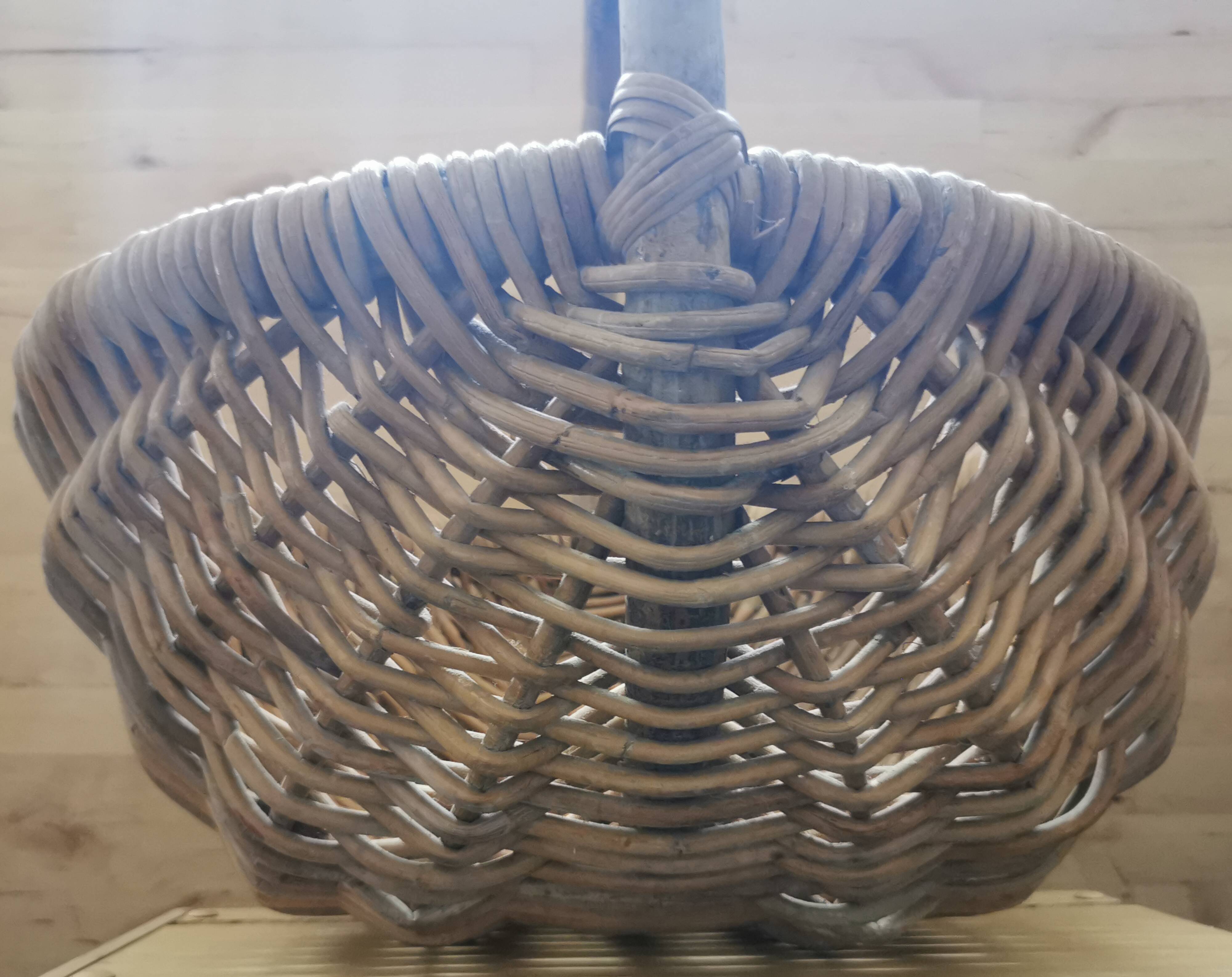 Large vintage basket braided wicker