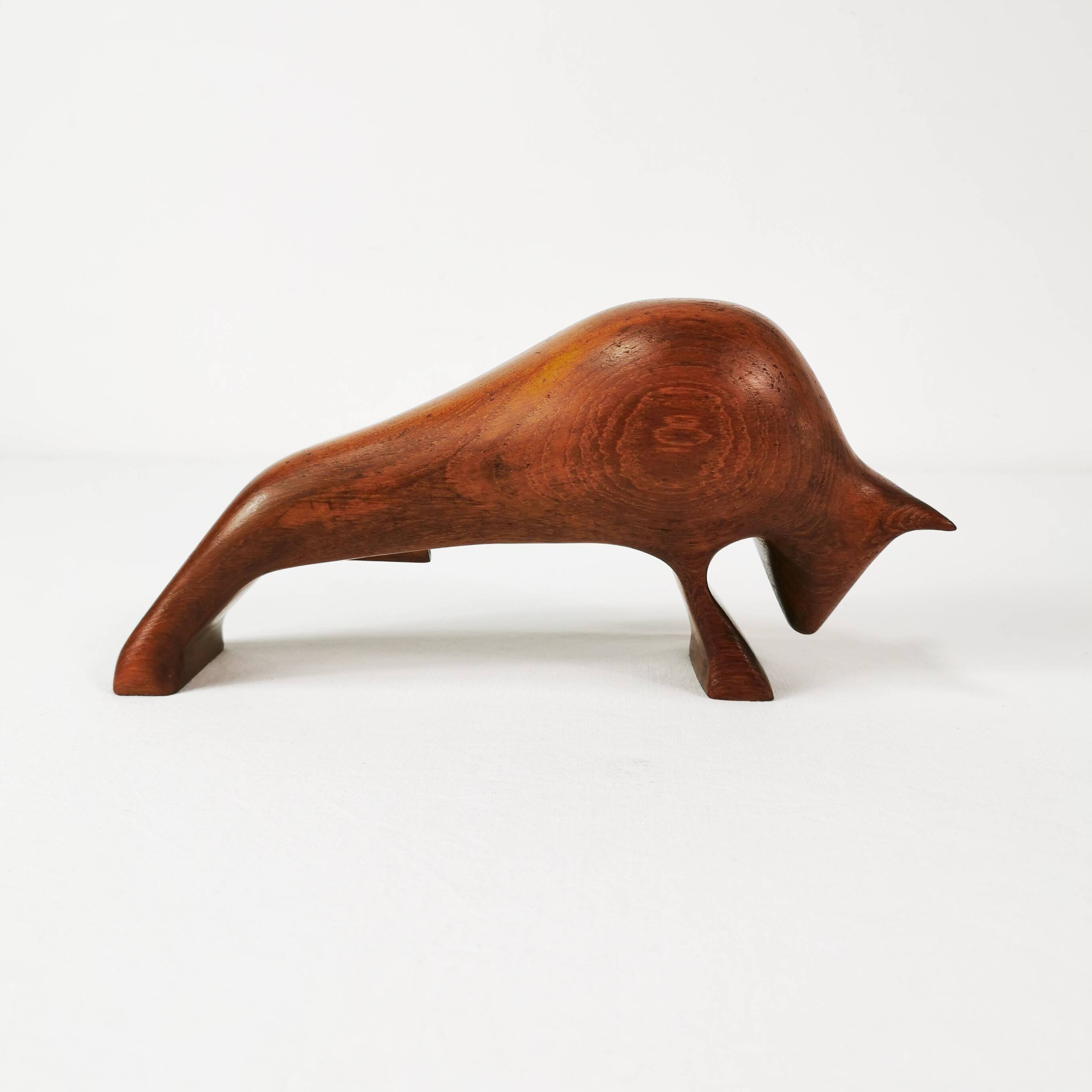 Modernist teak figurine of a bull, Denmark, 1960s.