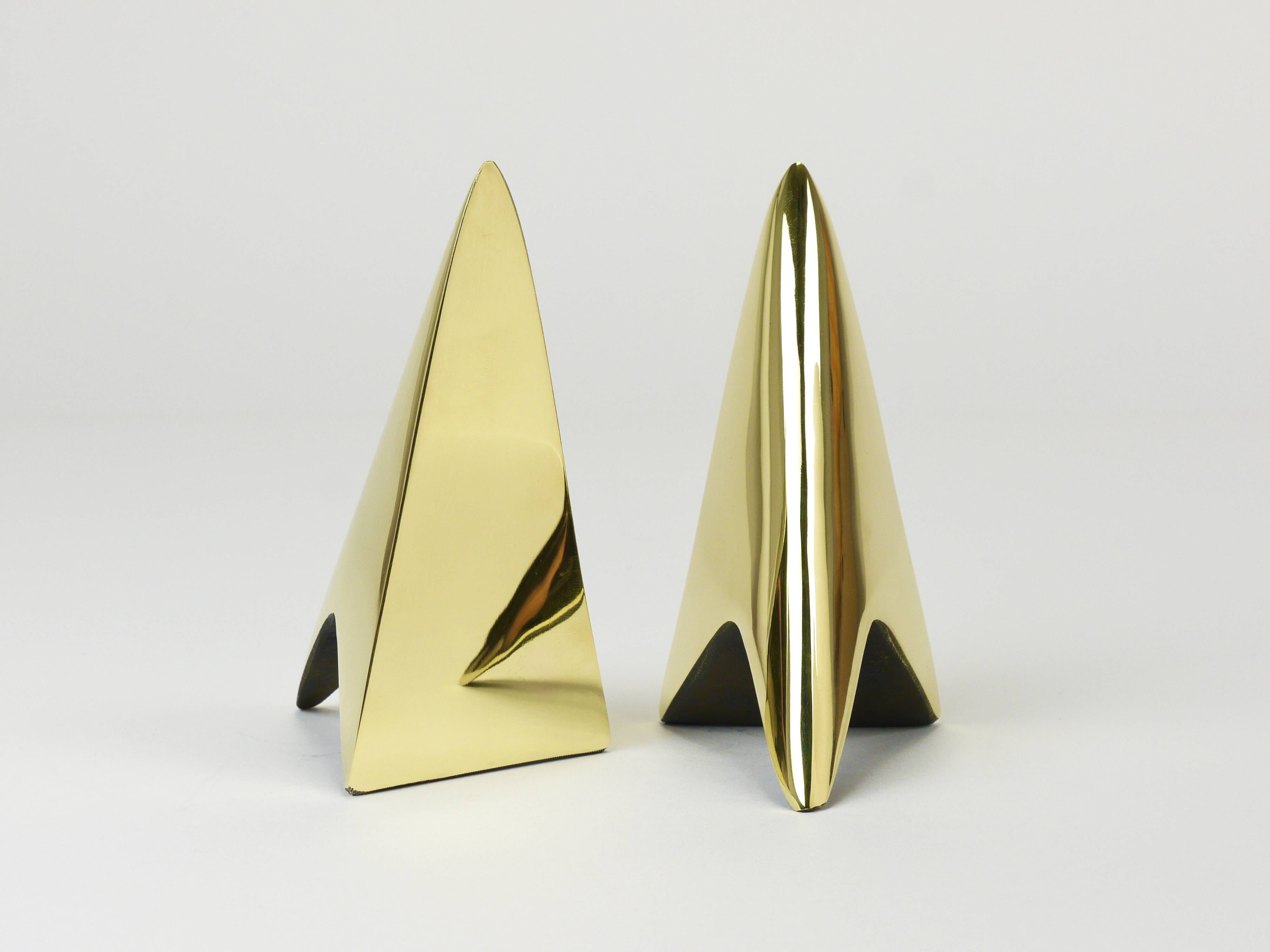 Pair Carl Auböck Minimalist Rocket Brass Bookends #3846, Vienna, Austria