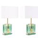 Paire de lampes en verre de Murano, irisé vert. 20e-21e siècle.