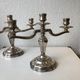 Pair of Art Deco period candlesticks in silver metal around 1940 1950