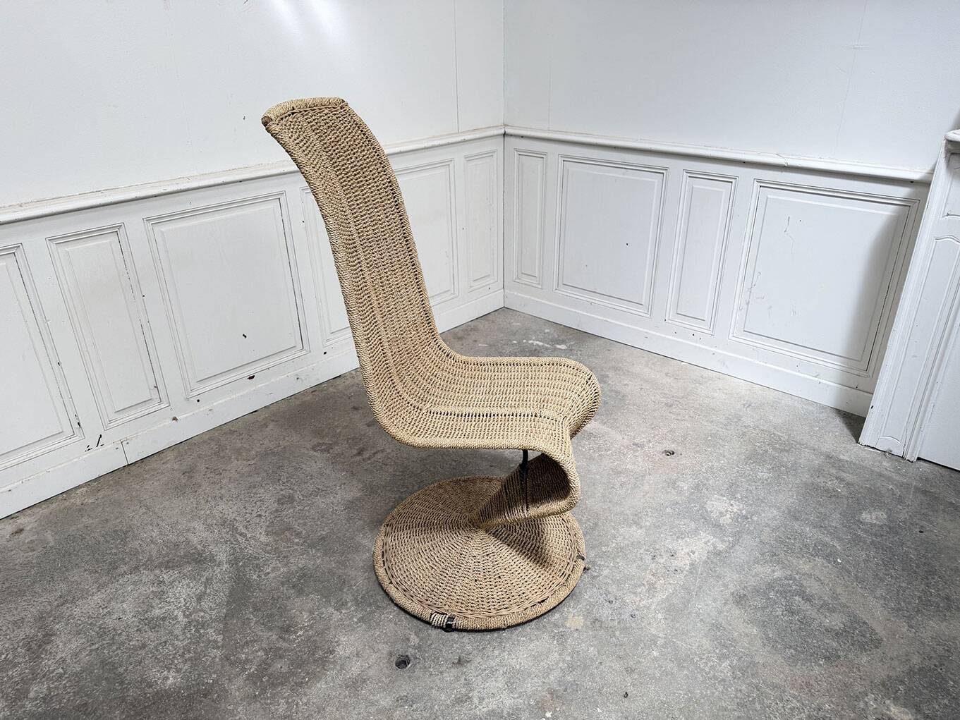 Fauteuil rotin et corde vintage