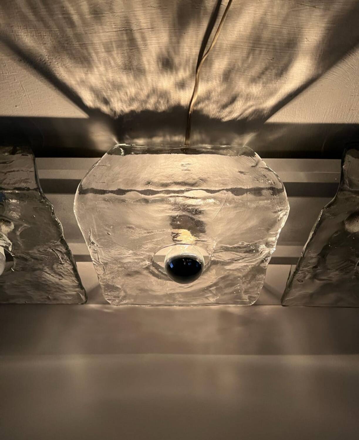 large ceiling lights or Murano glass wall sconces probably by Mazzega