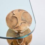 Solid oak and bronze glass console signed Garouste & Bonetti 1995