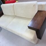 Design sofa 3 places in microfiber and wood