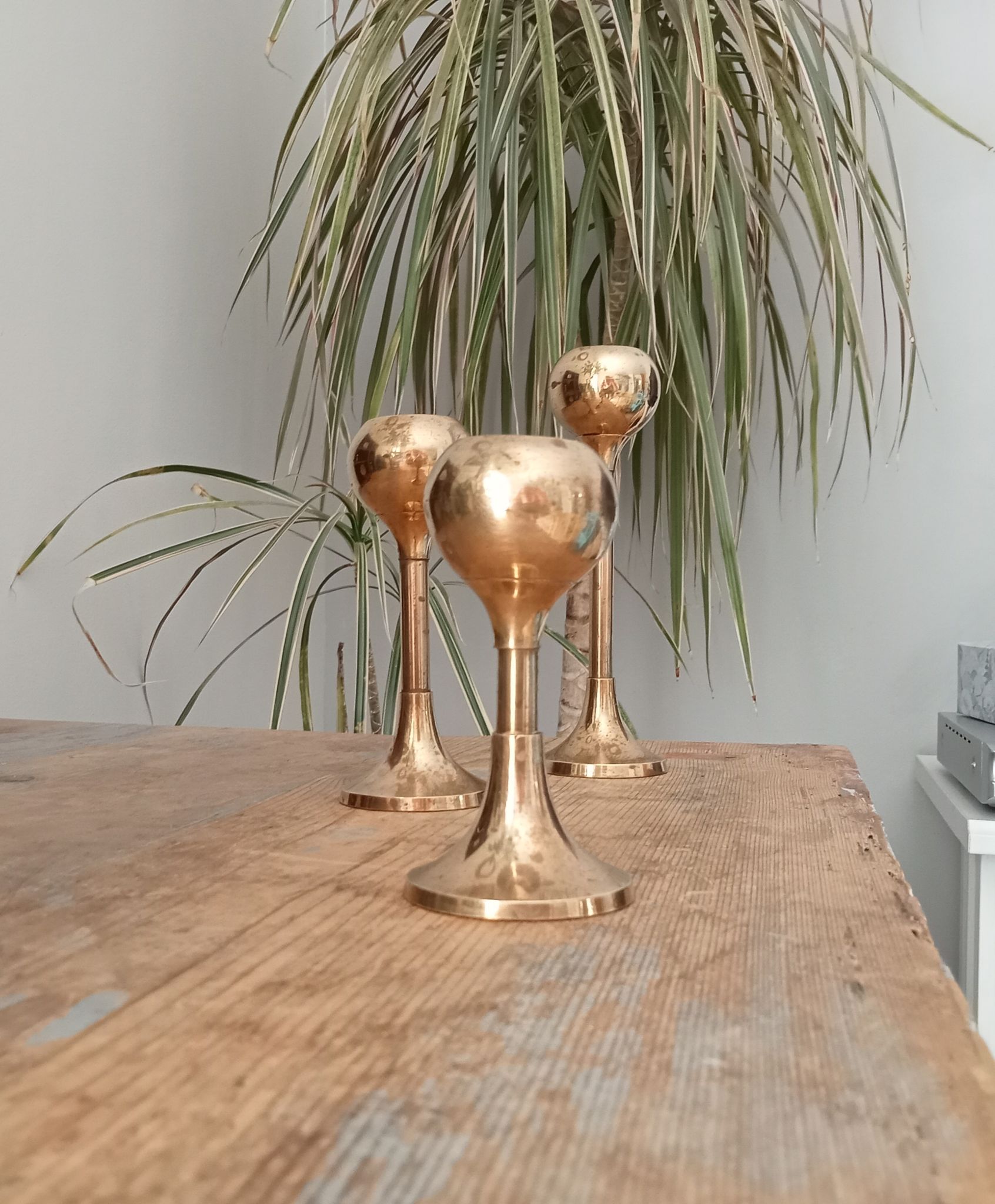 Set of 3 vintage scandinavian candle holders 50s/60s