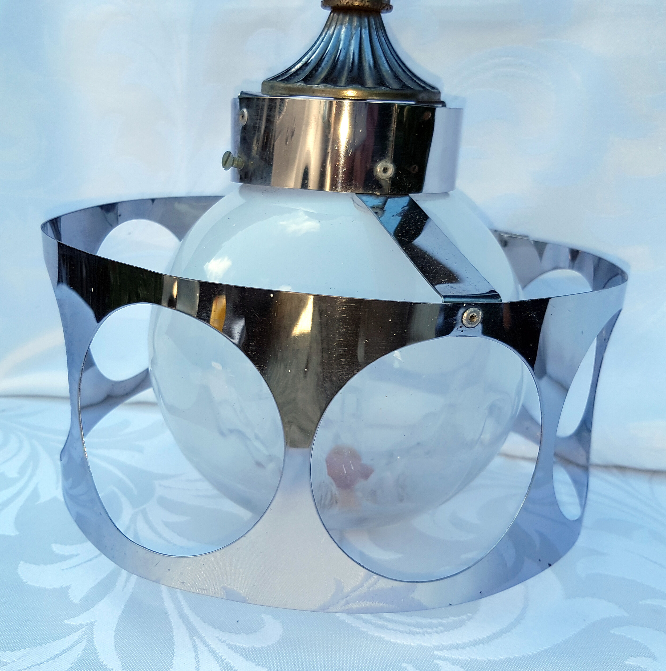 Vintage hanging lamp Murano glass and chrome metal