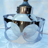 Vintage hanging lamp Murano glass and chrome metal