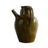 Huilerie ancienne française en terre cuite à noyer et glaçure verte