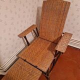 Folding rattan lounge chair, or chaise longue