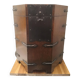 Octagonal wooden chest with metal ornaments from Asia