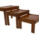 Vintage set of 3 side tables nesting pine wood 60s