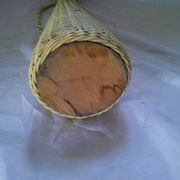Old glass bottle - Woven wicker