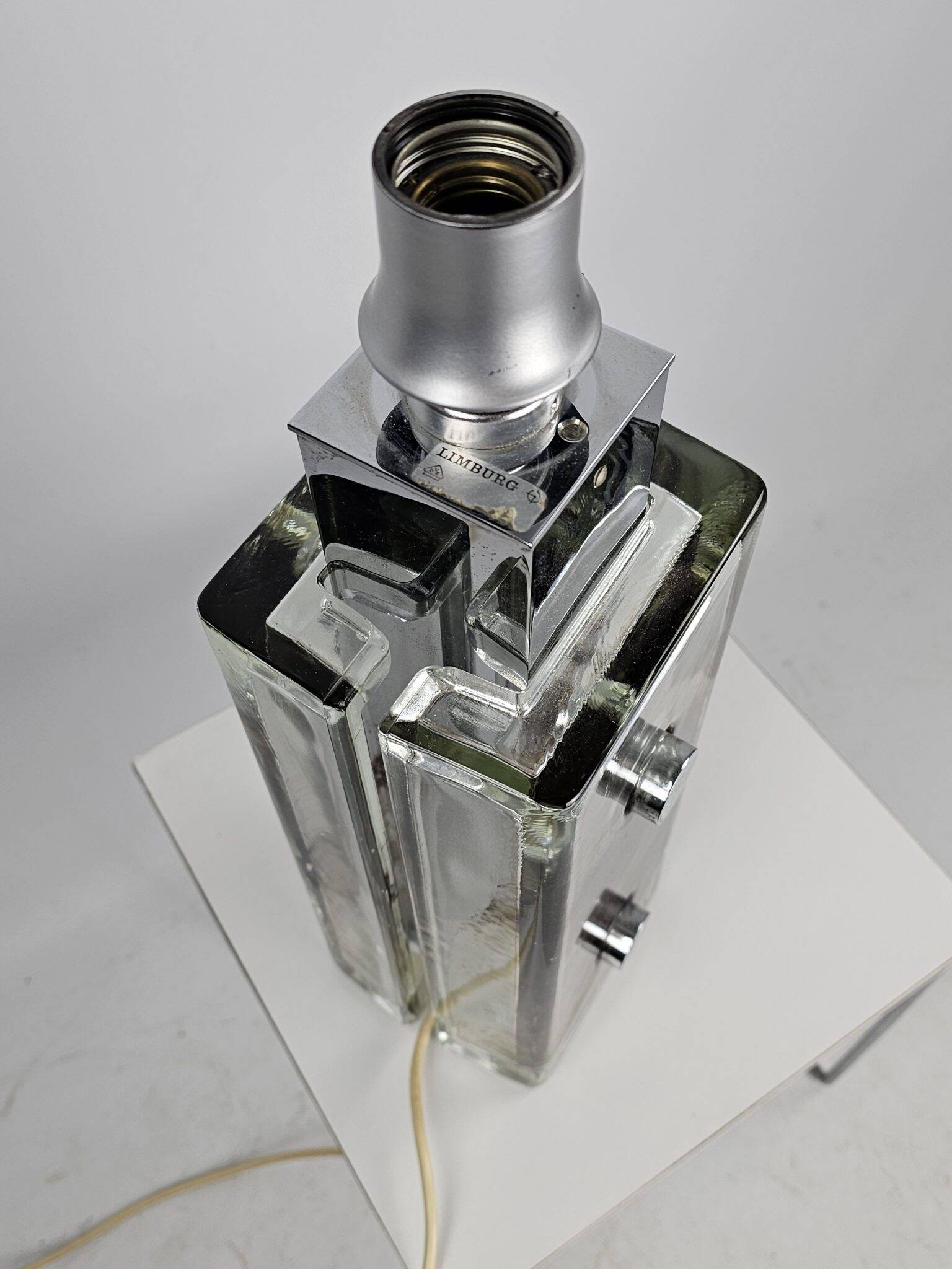 Table lamp from Glashutte Limburg thick glass floral theme