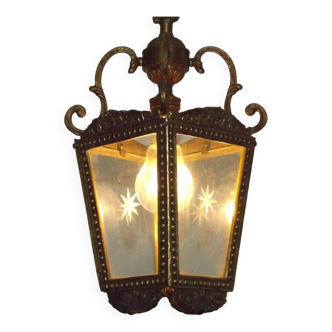 Lanterne rococo décorative antique française à 4 côtés avec verre Starburst 4541