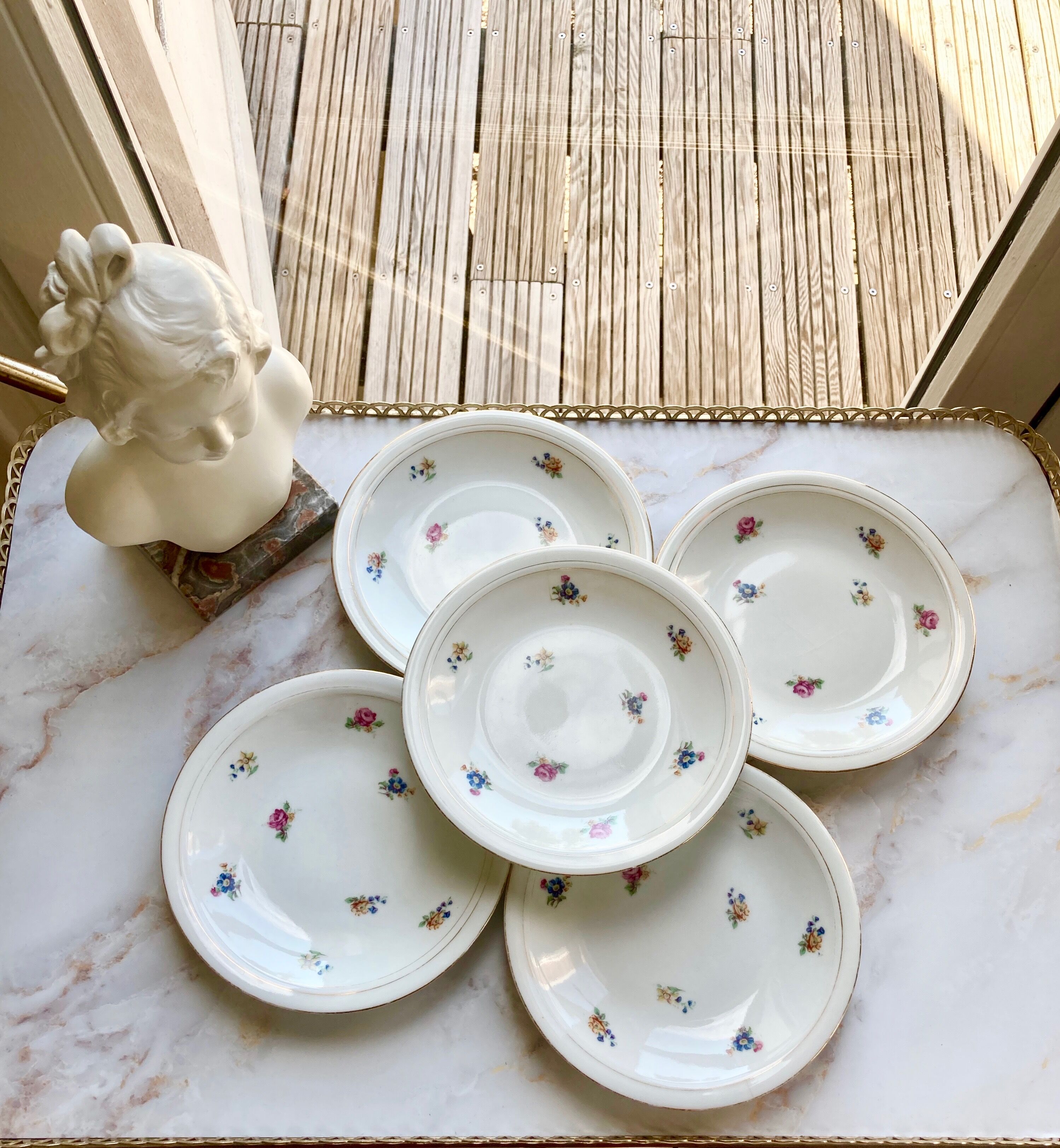 Set de 5 assiettes à dessert décor fleurs