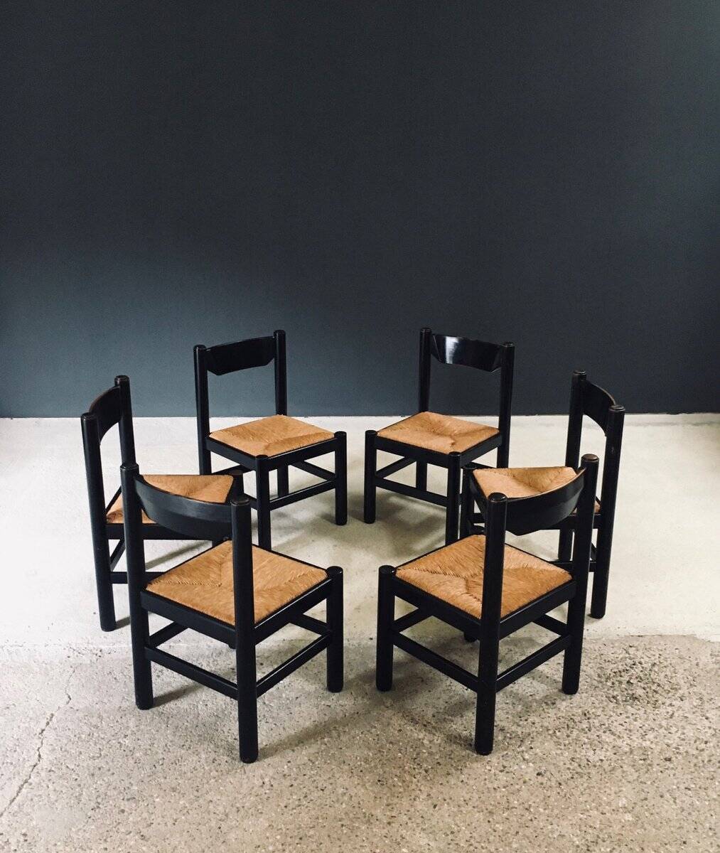 Mid-Century Modern Carimate Dining Chairs, Italy, 1970s, Set of 6