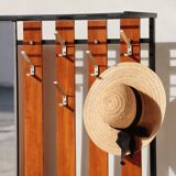 Vestiaire d’entrée vintage – Meuble à patères, miroir et rangements