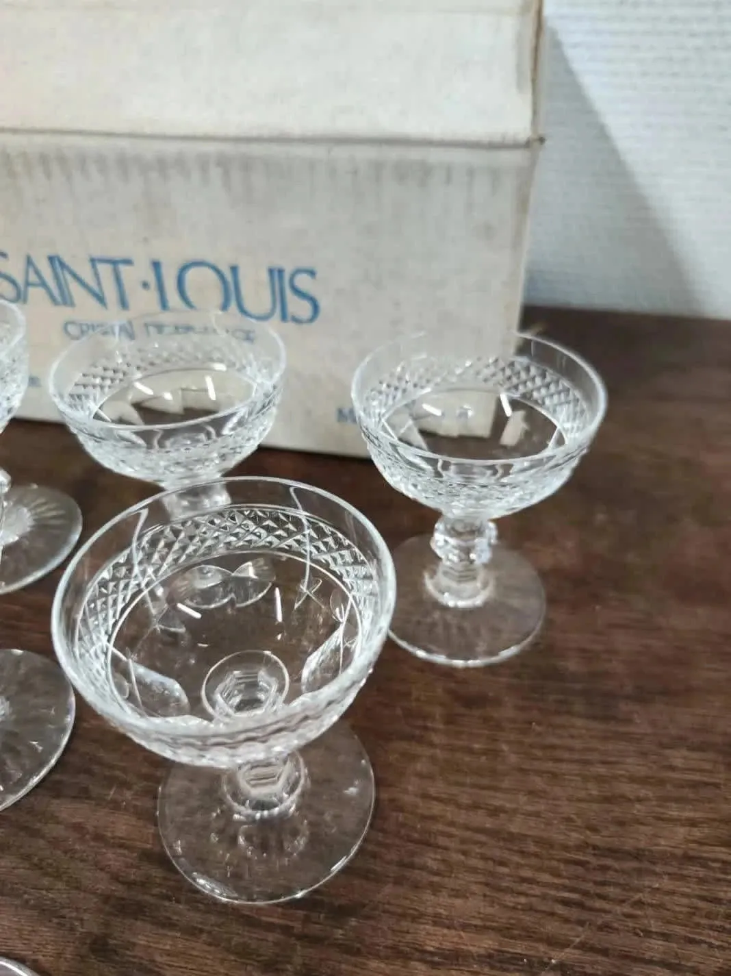 Set of 6 crystal digestif glasses from Saint Louis Trianon.