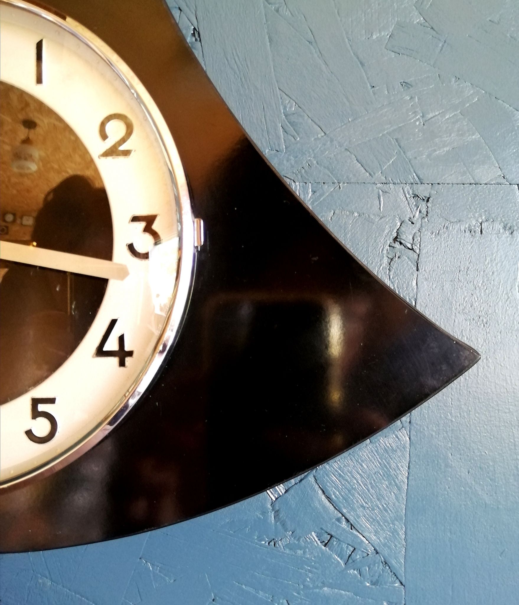 Vintage clock asymmetrical silent wall pendulum "Black Bayard"