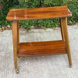 Scandinavian art deco serving trolley 1950 double top gilded rosewood