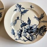 Set of 6 plates poppies faience of Gien 19th decoration Summer