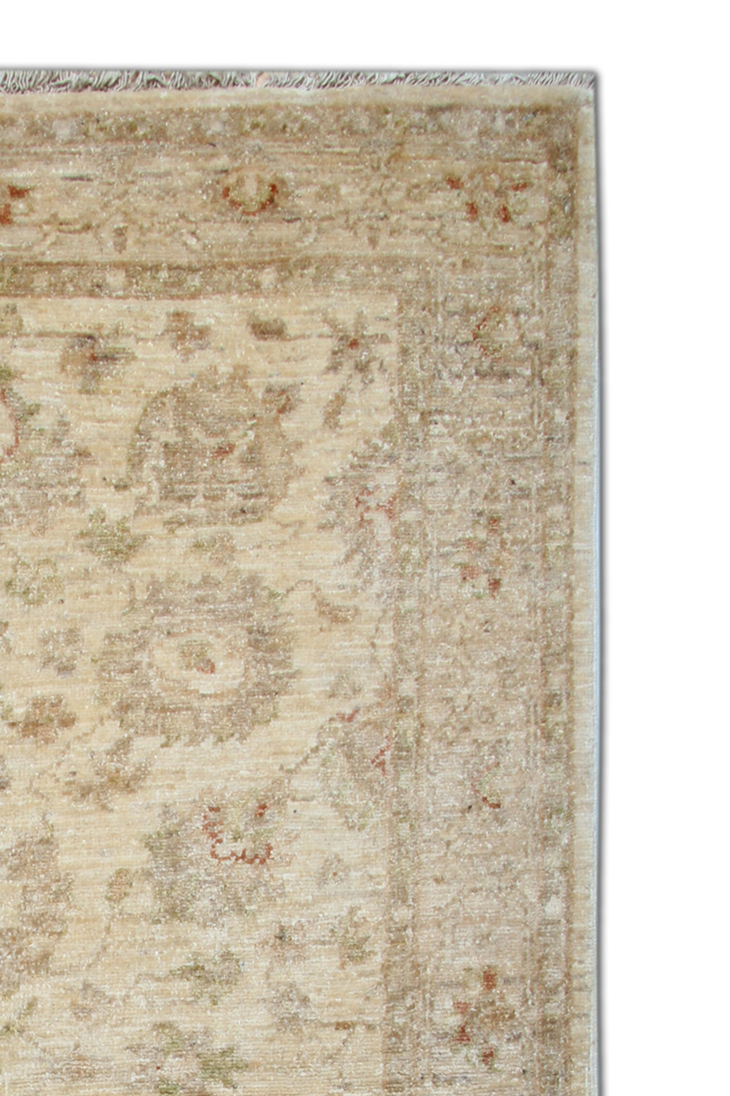 Cream Wool Rug Handmade Ziegler Carpet 83x188cm