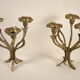 Pair of candlesticks three fires in brass