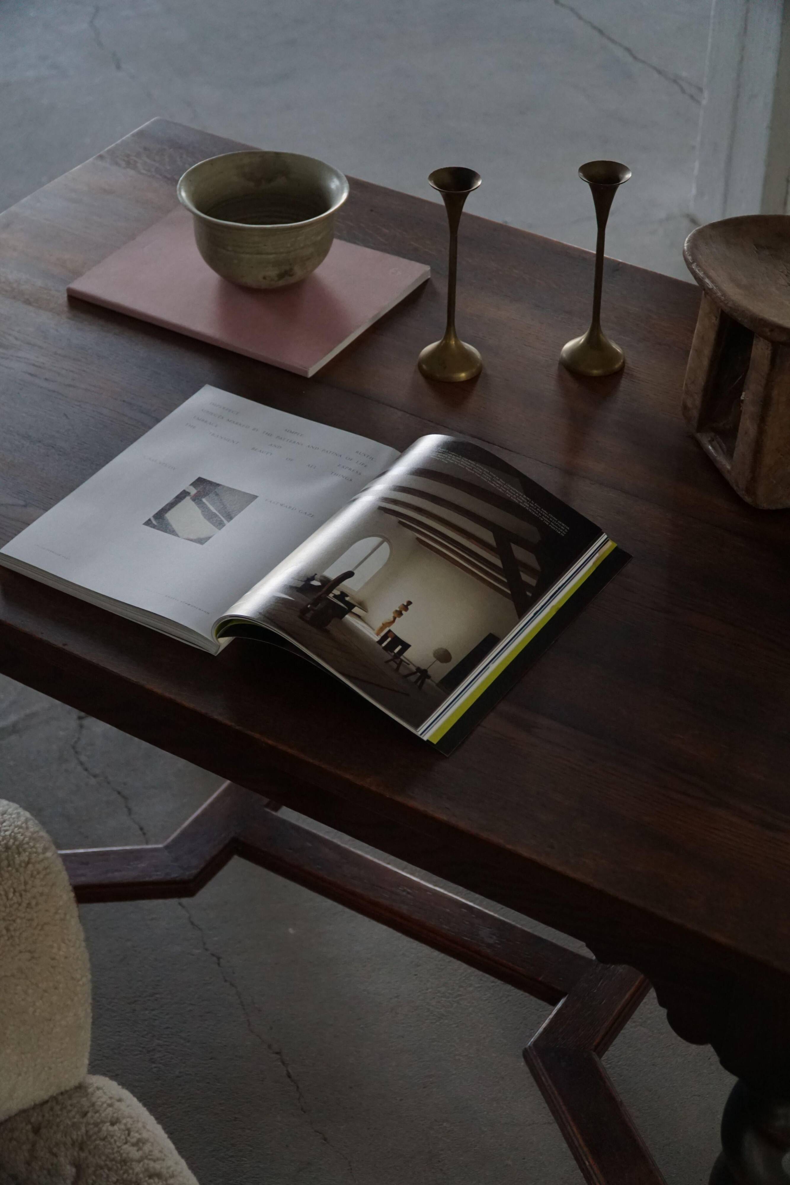 Bureau / Dining table in oak with Danish baroque inspiration and twisted legs, 1900s.